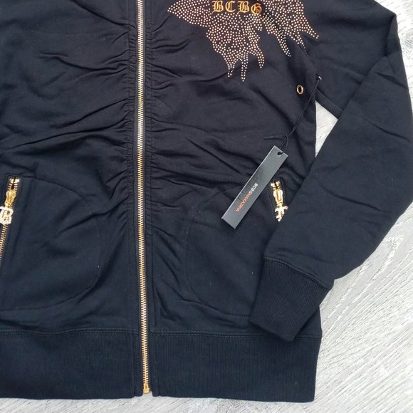 BCBG MAXAZRIA, Rhinestone Butterfly Hoodie & Pant Set  Black - Picture 11 of 11